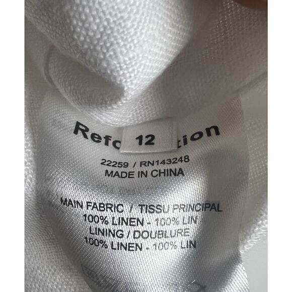 Reformation Size 12 White Olson Linen Crop Smock Adjustable Straps Top NEW - Picture 10 of 14